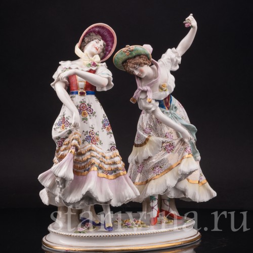 Фарфоровая статуэтка Танцующие девушки, Volkstedt, Германия, 1908-36 гг.