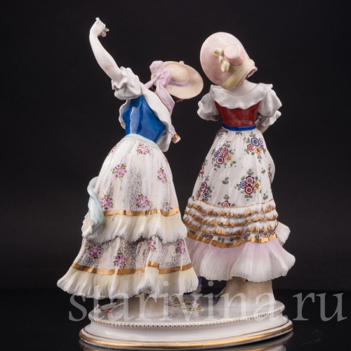 Фарфоровая статуэтка Танцующие девушки, Volkstedt, Германия, 1908-36 гг.