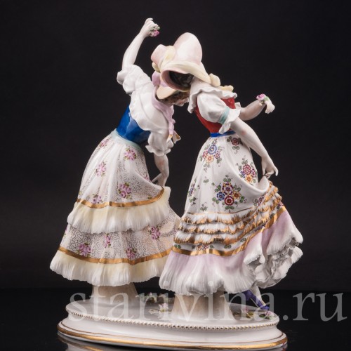 Фарфоровая статуэтка Танцующие девушки, Volkstedt, Германия, 1908-36 гг.
