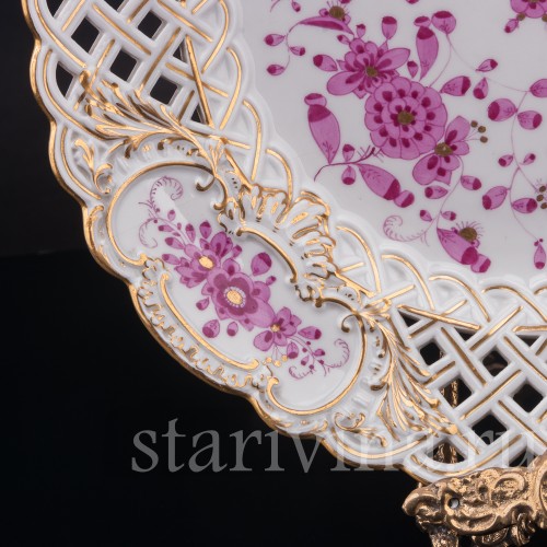 Уценненное фарфоровое блюдо Индийская роспись, Meissen, Германия, сер. 19 - нач. 20 вв.