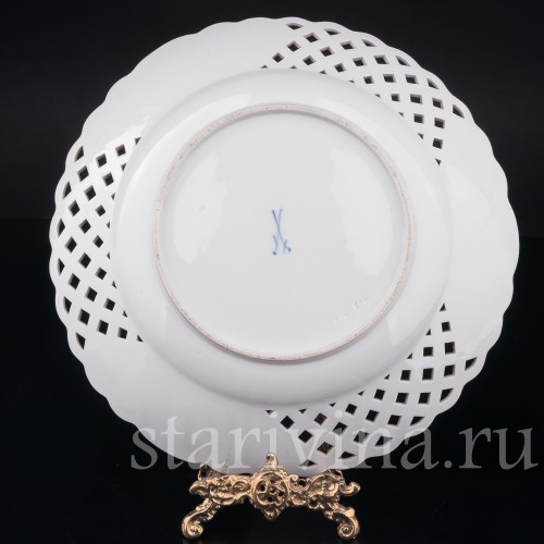 Уценненное фарфоровое блюдо Индийская роспись, Meissen, Германия, сер. 19 - нач. 20 вв.