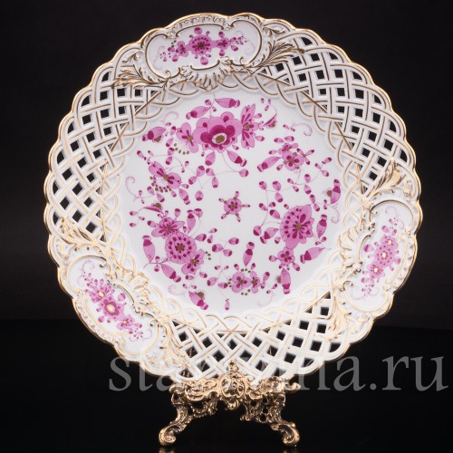 Уценненное фарфоровое блюдо Индийская роспись, Meissen, Германия, сер. 19 - нач. 20 вв.