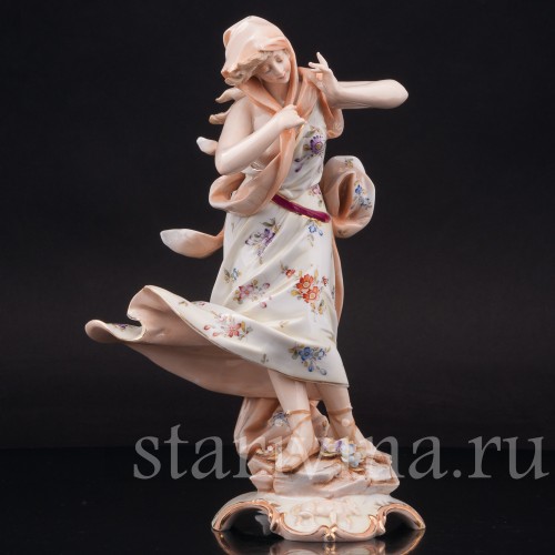 Статуэтка девушки из фарфора Знаки зодиака, Телец, Volkstedt, Германия, кон. 19 в.