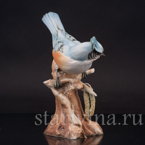 Фигурка птицы из фарфора Хохлатая синица Tay, Италия, сер. 20 в.