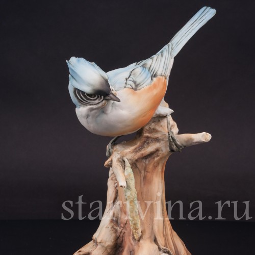 Фигурка птицы из фарфора Хохлатая синица Tay, Италия, сер. 20 в.