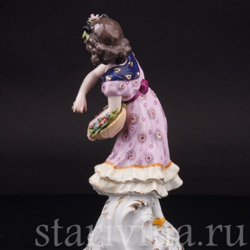 Фарфоровая фигурка Девочка с корзиной цветов, Karl Ens, Германия, нач. 20 в.