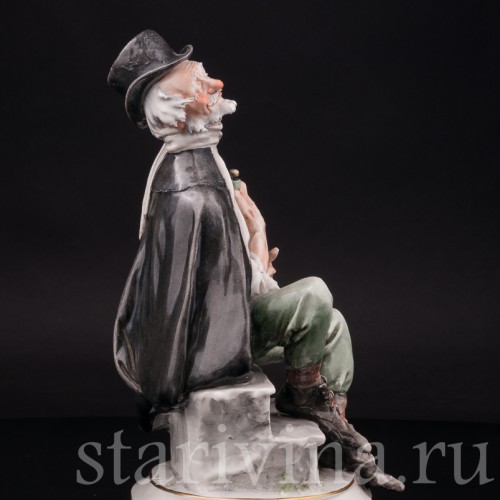 Фарфоровая статуэтка Старик с бутылкой, Giuseppe Cappe, Италия, сер. 20 в.