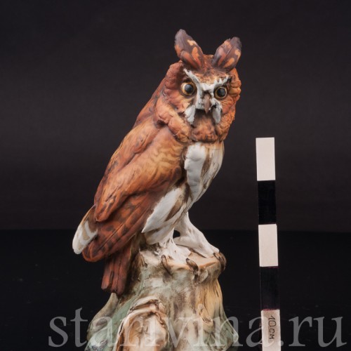 Фарфоровая статуэтка птицы Ушастая сова Tay, Италия, сер. 20 в.