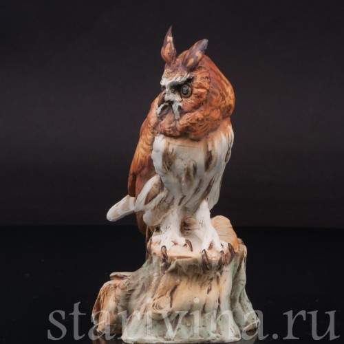 Фарфоровая статуэтка птицы Ушастая сова Tay, Италия, сер. 20 в.
