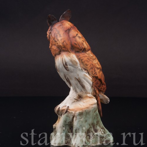 Фарфоровая статуэтка птицы Ушастая сова Tay, Италия, сер. 20 в.