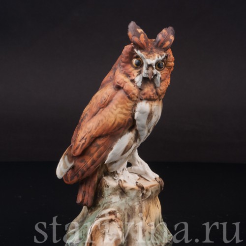 Фарфоровая статуэтка птицы Ушастая сова Tay, Италия, сер. 20 в.