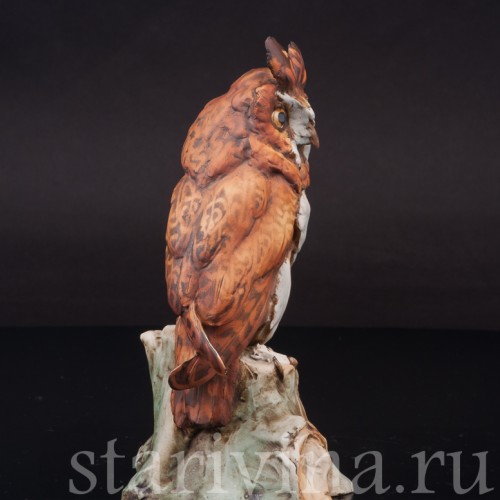 Фарфоровая статуэтка птицы Ушастая сова Tay, Италия, сер. 20 в.