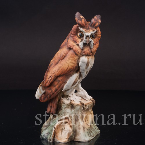 Фарфоровая статуэтка птицы Ушастая сова Tay, Италия, сер. 20 в.