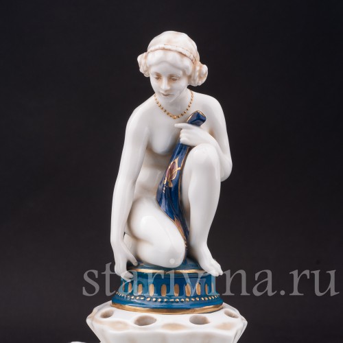 Фарфоровая композиция Купальщица, настольный фонтан, E. A. Muller, Германия, 1890-1927 гг.