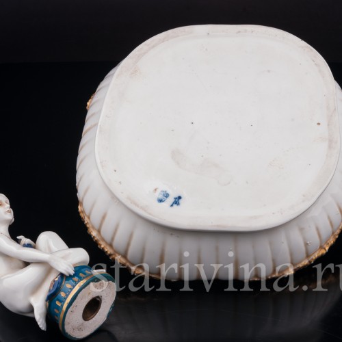 Фарфоровая композиция Купальщица, настольный фонтан, E. A. Muller, Германия, 1890-1927 гг.