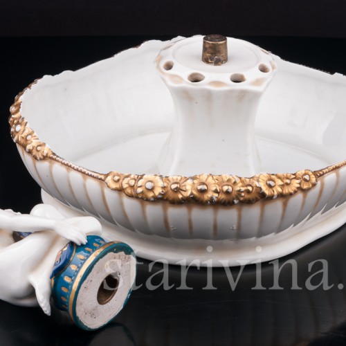 Фарфоровая композиция Купальщица, настольный фонтан, E. A. Muller, Германия, 1890-1927 гг.
