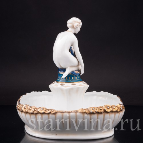 Фарфоровая композиция Купальщица, настольный фонтан, E. A. Muller, Германия, 1890-1927 гг.