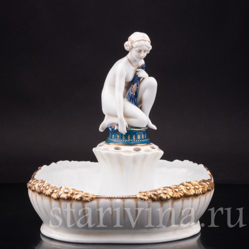 Фарфоровая композиция Купальщица, настольный фонтан, E. A. Muller, Германия, 1890-1927 гг.