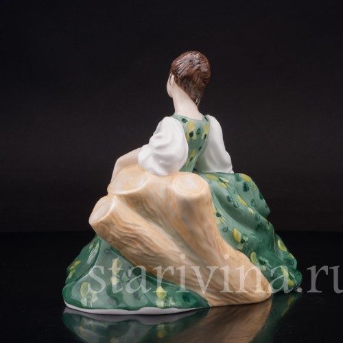 Фарфоровая фигурка Элиза, девушка со шляпой в зеленом платье, Royal Doulton, Великобритания, 1971 г.