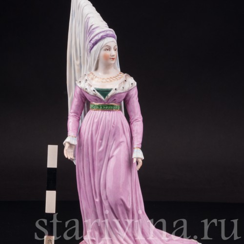 Фарфоровая статуэтка Дама в бургундском платье, Carl Thieme, Германия, перв. пол. 20 в.