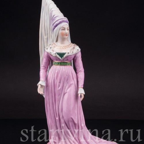 Фарфоровая статуэтка Дама в бургундском платье, Carl Thieme, Германия, перв. пол. 20 в.