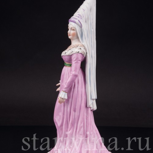 Фарфоровая статуэтка Дама в бургундском платье, Carl Thieme, Германия, перв. пол. 20 в.