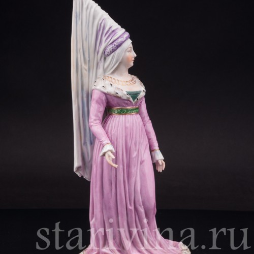 Фарфоровая статуэтка Дама в бургундском платье, Carl Thieme, Германия, перв. пол. 20 в.