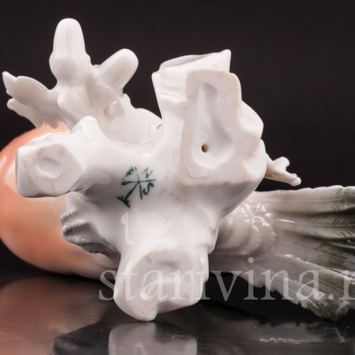 Фигурка птицы из фарфора Сойка на ветке дуба, Karl Ens, Германия, 1920-30 гг.