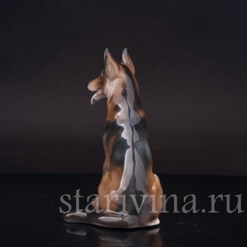 Уценненная фарфоровая статуэтка собаки Сидящая овчарка, Rosenthal, Германия, 1953-56 гг.