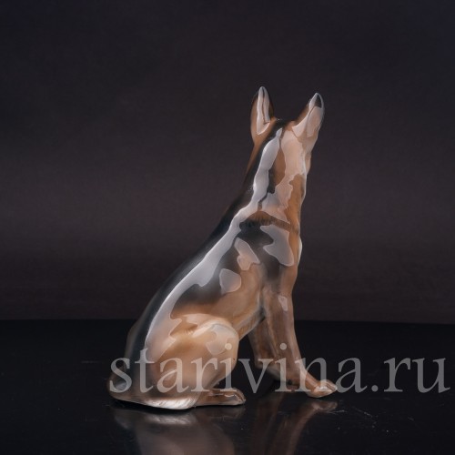 Уценненная фарфоровая статуэтка собаки Сидящая овчарка, Rosenthal, Германия, 1953-56 гг.