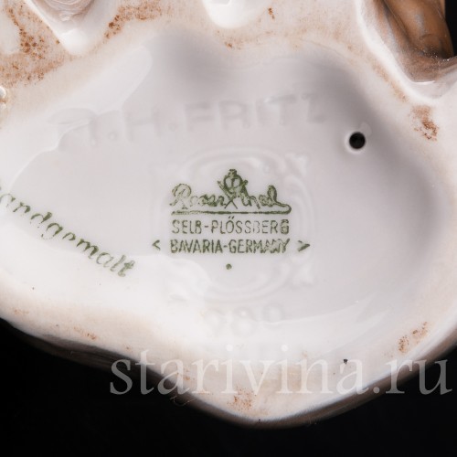Уценненная фарфоровая статуэтка собаки Сидящая овчарка, Rosenthal, Германия, 1953-56 гг.