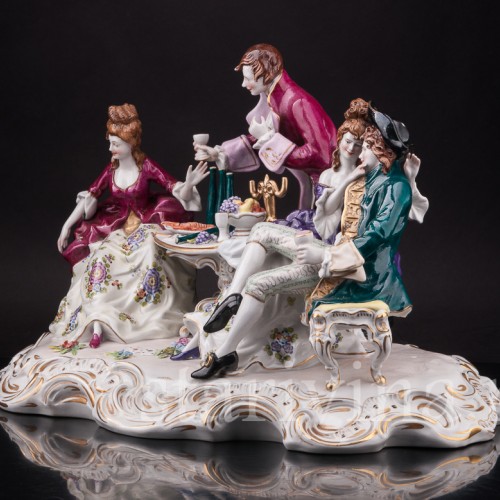 Композиция из фарфора Беззаботная вечеринка, Дрезден, Германия, вт. пол. 20 в.