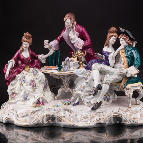 Композиция из фарфора Беззаботная вечеринка, Дрезден, Германия, вт. пол. 20 в.