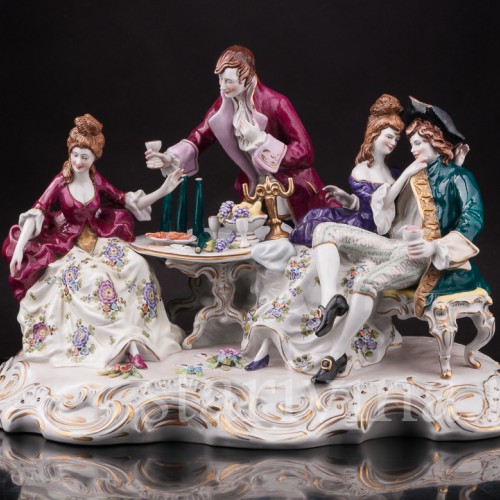 Композиция из фарфора Беззаботная вечеринка, Дрезден, Германия, вт. пол. 20 в.