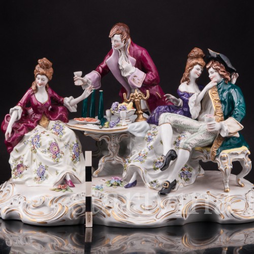 Композиция из фарфора Беззаботная вечеринка, Дрезден, Германия, вт. пол. 20 в.
