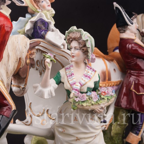 Композиция из фарфора Сценка у паланкина, Дрезден, Германия, перв. пол. 20 в.