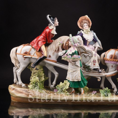 Композиция из фарфора Сценка у паланкина, Дрезден, Германия, перв. пол. 20 в.