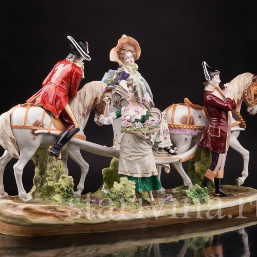 Композиция из фарфора Сценка у паланкина, Дрезден, Германия, перв. пол. 20 в.