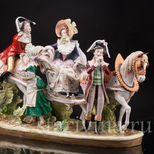 Композиция из фарфора Сценка у паланкина, Дрезден, Германия, перв. пол. 20 в.