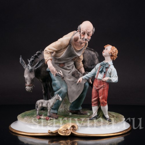 Фарфоровая композиция Кузнец и мальчик, Capodimonte, Италия, сер. 20 в.