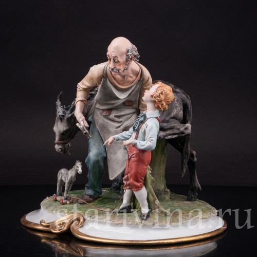Фарфоровая композиция Кузнец и мальчик, Capodimonte, Италия, сер. 20 в.