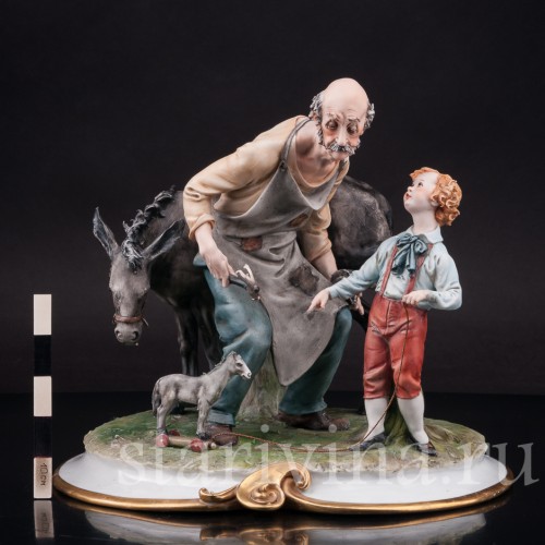 Фарфоровая композиция Кузнец и мальчик, Capodimonte, Италия, сер. 20 в.
