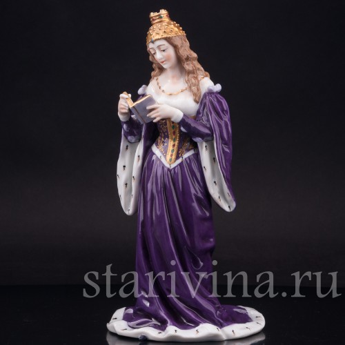 Фарфоровая статуэтка Дама в короне с книгой, Dressel, Kister & Co, Германия, нач. 20 в.