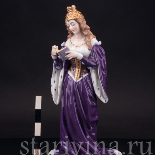 Фарфоровая статуэтка Дама в короне с книгой, Dressel, Kister & Co, Германия, нач. 20 в.