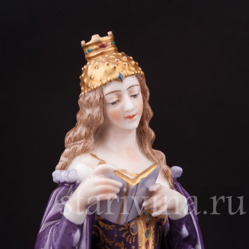 Фарфоровая статуэтка Дама в короне с книгой, Dressel, Kister & Co, Германия, нач. 20 в.