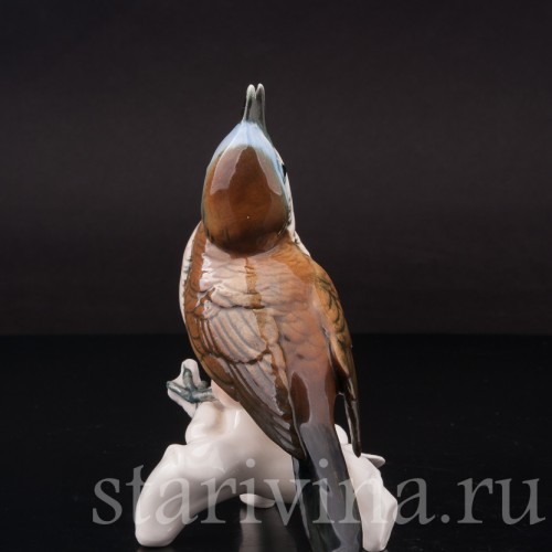 Фигурка птицы из фарфора Поющая малинова Karl Ens, Германия, сер. 20 в.