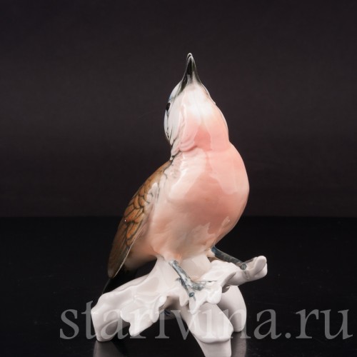 Фигурка птицы из фарфора Поющая малинова Karl Ens, Германия, сер. 20 в.