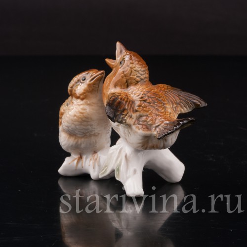Фигурка птиц из фарфора Два птенца, миниатюра Karl Ens, Германия, вт. пол. 20 в.