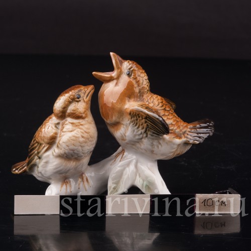 Фигурка птиц из фарфора Два птенца, миниатюра Karl Ens, Германия, вт. пол. 20 в.