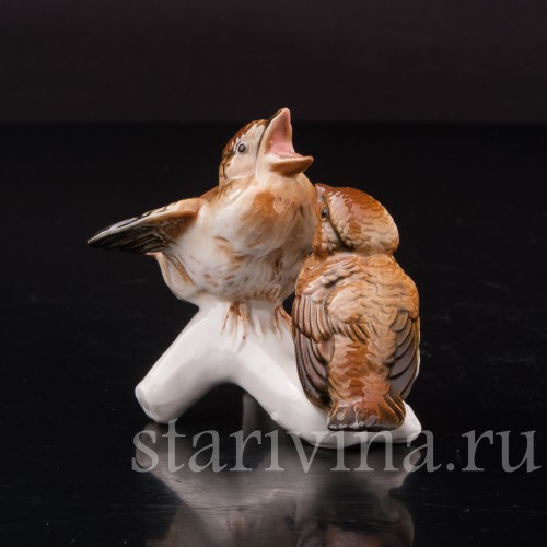 Фигурка птиц из фарфора Два птенца, миниатюра Karl Ens, Германия, вт. пол. 20 в.